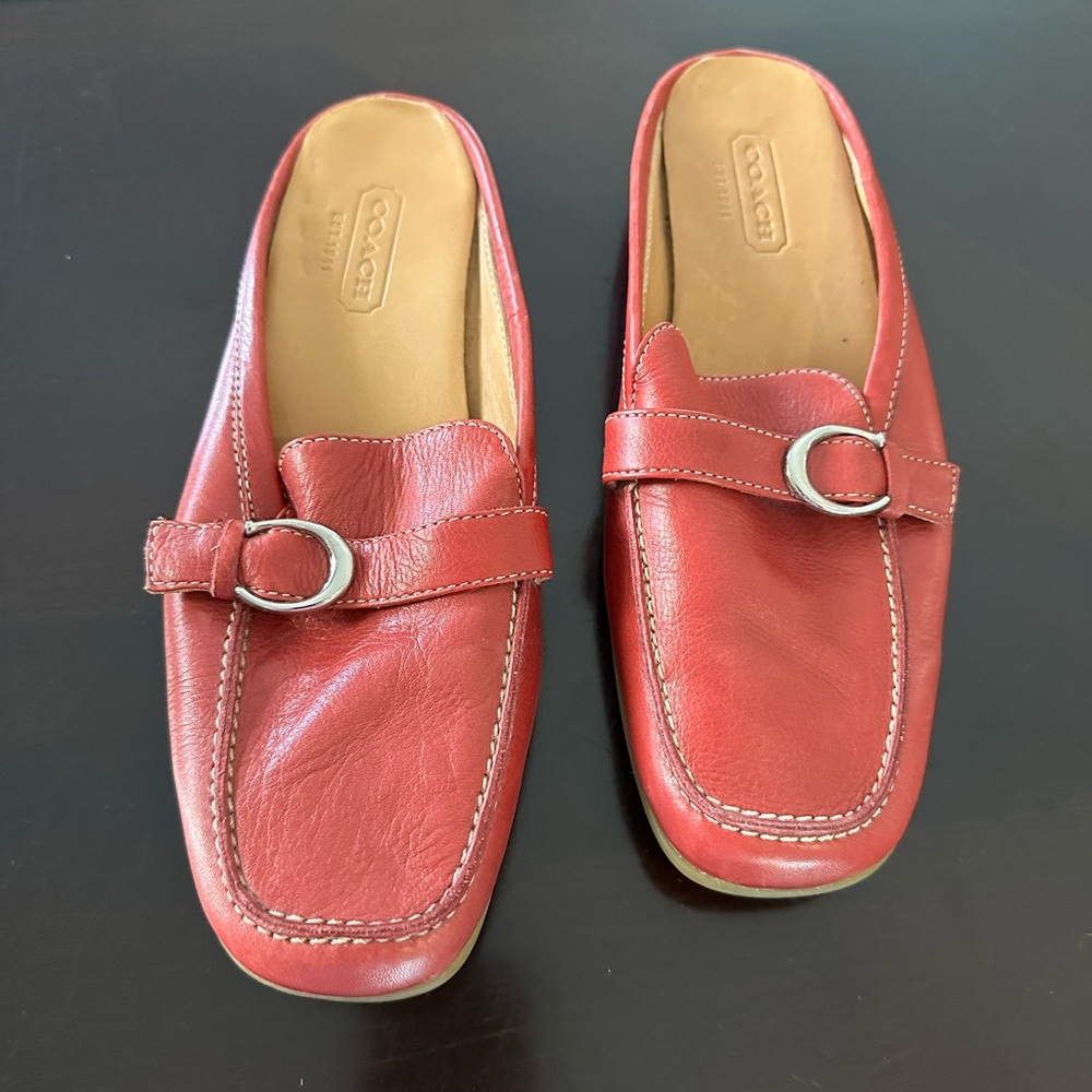 Coach Red Leather Slip-On Shoes